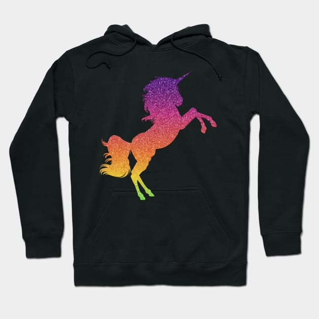 Rainbow Ombre Faux Glitter Unicorn Hoodie by Felicity-K